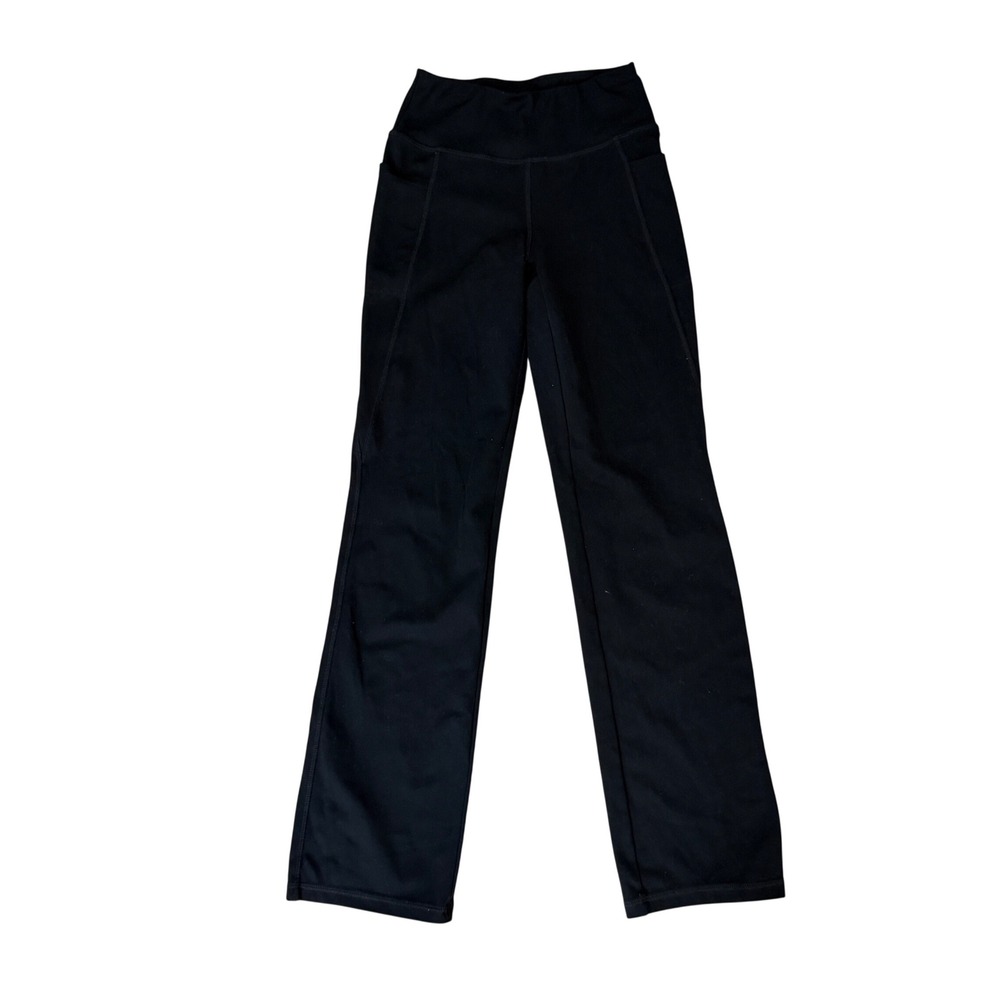 Jockey Activewear Pants Womens XS High Waisted Straight Leg Pockets Black